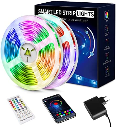 Beaeet Ruban Led 20M , Bande Led 5050 RGB, Led Ruban Lumineuse Flexible Multicolore avec Télécommande 40 Touches pour chambre , Bar, Cuisine, Mariage, Fête（10M*2） Fiche Technique et Prix au Maroc