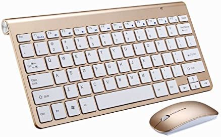 KINGCOO Ensembles Clavier et Souris sans Fil Combinés, Ultra-Mince Faible Bruit Silencieuse 2.4G Wireless Clavier de Bureau et Réglable 800/1200/1600 DPI Sourdine Souris pour PC Portable Windows (Or) Fiche Technique et Prix au Maroc