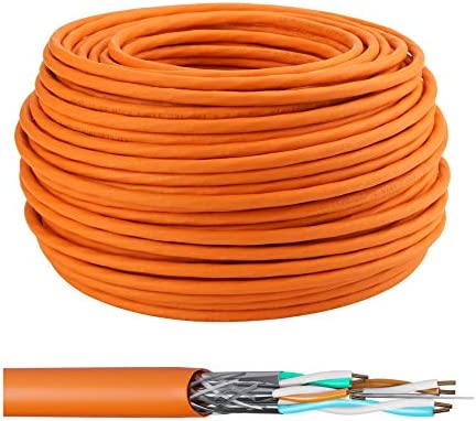 LW Electronic Câble d'Installation De Haute Qualité Cat7 50m Gigabit POE Sans Halogène Blindage Baupvo Câble Réseau S/FTP PIMF 1000 Mhz 4x2xAWG23 LSZH Câblage LAN Câble De Données Câble Brut Orange Avis, Fiche Technique et Prix au Maroc