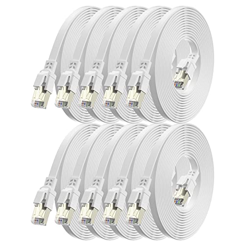 BAHIWOM Câble Ethernet Cat8 0,25m 10 Pièces, 40 Gbit/s 2000 MHz Câble Réseau Gigabit LAN Haute Vitesse Avec RJ45 et Connecteur Plaqué or Câble Internet pour Routeur Switch Laptop PS5 TV-Blanc Avis, Fiche Technique et Prix au Maroc