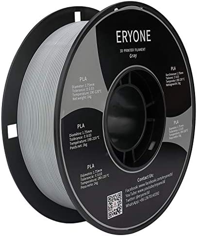 ERYONE PLA Filament 1.75 mm, Filament Pour Imprimante 3D PLA, 0,03 mm, 1 kg/Spule, Gris Fiche Technique et Prix au Maroc