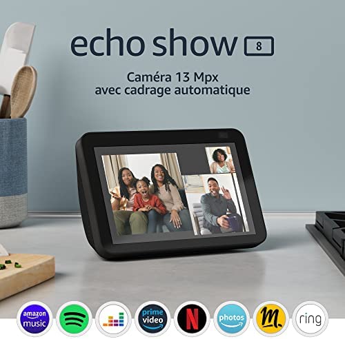 Echo Show 8 (2e génération, modèle 2021) | Écran connecté HD avec Alexa et caméra 13 Mpx | Anthracite Fiche Technique et Prix au Maroc