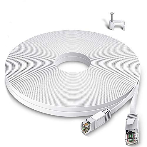 GLCON Câble Ethernet 20m Cat 6 Plat Câble de Réseau Haute Vitesse Gigabit 1Gbps RJ45 Compatible avec Cat.5e Cat.6 Cable Internet pour PC PS5/4 LAN Switch Modem Smart TV Avis, Fiche Technique et Prix au Maroc