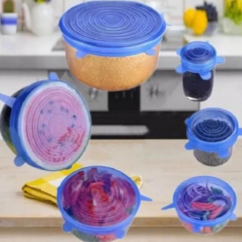 6 couvercles en silicone réutilisables gardent l'alimentaire fraîche - Bleu
 Fiche Technique et Prix au Maroc