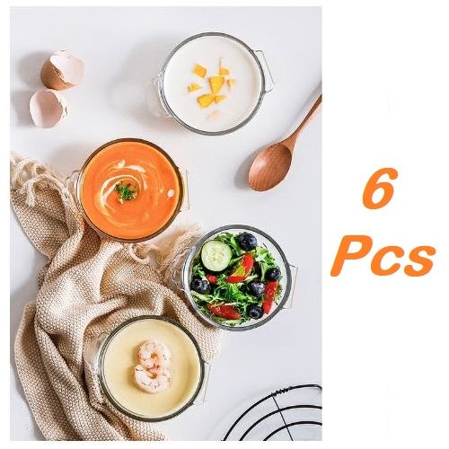 6 pcs Services de table bol rond avec poignée 4 pouces en verre transparent
 Fiche Technique et Prix au Maroc