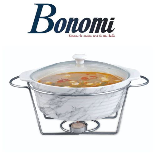 Bonomi Soupière avec flamme en porcelaine socle en inox rond
 Fiche Technique et Prix au Maroc