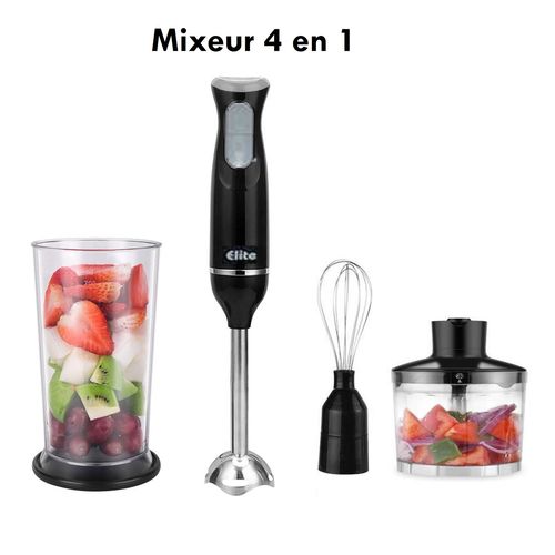 Elite Mixeur Plongeant 4en1 à 2 Vitesse Mélangeur électrique + tasse à mesurer Mixer
 Fiche Technique et Prix au Maroc