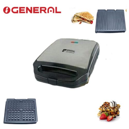 General Panini sandwich maker+ gaufrier waffle maker 1200w plaques adhésive ouvrable 90º
 Fiche Technique et Prix au Maroc
