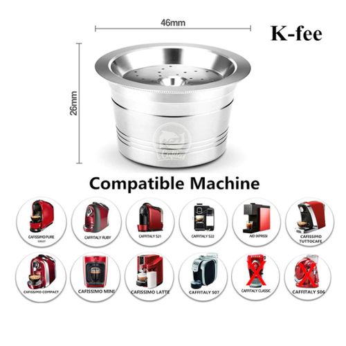 ICAFILAS Capsule KFEE compatible en inox rechargeable réutilisable café Cafissimo Cafitaly
 Fiche Technique et Prix au Maroc