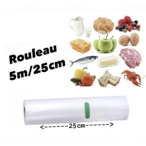 Rouleau sous vide pour machine vacuum sealer (5m*25cm)
 Fiche Technique et Prix au Maroc