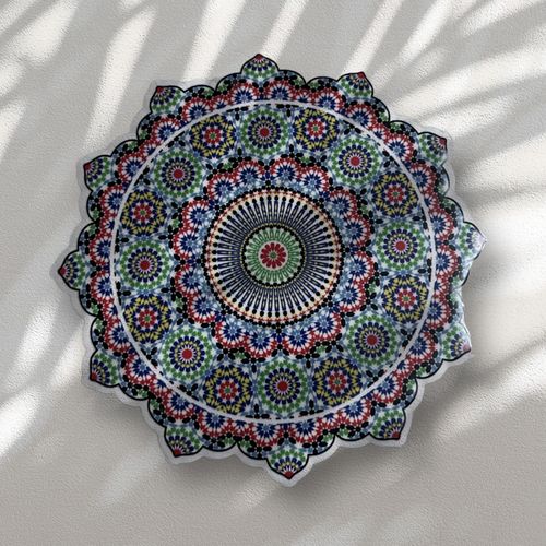 SERVICE DE 6 SOUS TASSES MOSAIQUE AVEC BANC EN BOIS PAINT
 Fiche Technique et Prix au Maroc