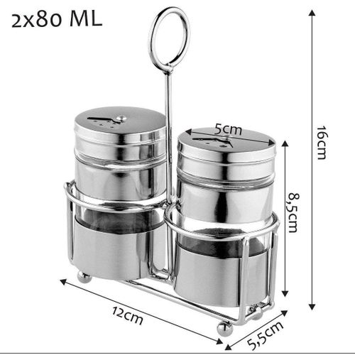 Salière Portable 02 Salières et  Poivriers En Acier Inoxydable Avec Support
 Fiche Technique et Prix au Maroc