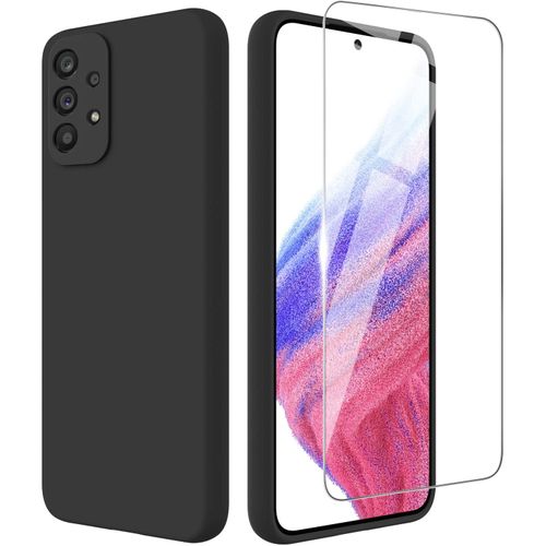 Samsung A53 5G Coque Silicone Noir + 1 Verres Trempes Noir
 Fiche Technique et Prix au Maroc