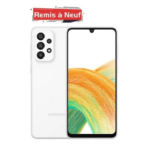 Samsung Galaxy A33 6,4" (128GO,6GO), 5G - Blanc -Chargeur Non inclus - Remis a neuf
 Fiche Technique et Prix au Maroc