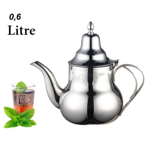 Théière élégante au design marocain traditionnel en acier inoxydable 0,6 L
 Fiche Technique et Prix au Maroc