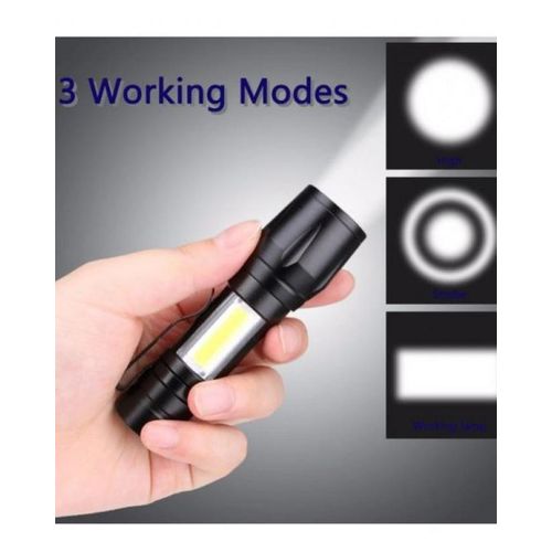 lampe de poche 3 modes charge USB Zoomable imperméable à l'eau noir
 Fiche Technique et Prix au Maroc