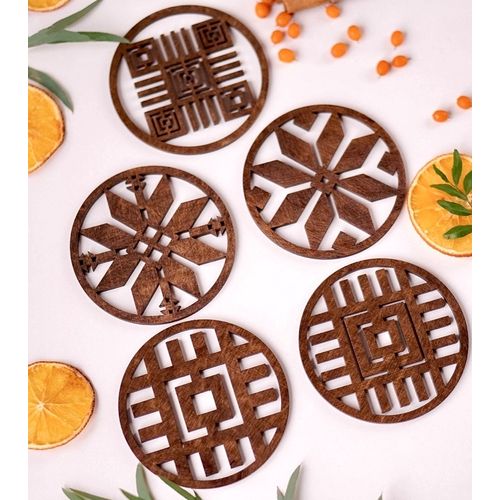 12 Sous Tasse de Café et Thé en Bois, 12 Motifs différents
 Fiche Technique et Prix au Maroc