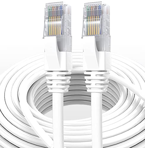 Elfcam® - 30m Cat7 Câble Réseau Ethernet RJ45, LAN/WLAN Câble Cat 7 Paire Torsadée Blindée SFTP 100% Cuivre, Câble Rond, Blanc (30M) Avis, Fiche Technique et Prix au Maroc