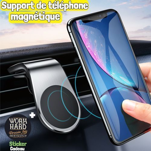 Support de téléphone magnétique pour voiture +Sticker Cadeau
 Fiche Technique et Prix au Maroc