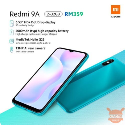 XIAOMI Redmi 9A (2Go/32Go) Dual Sim- 5000mAh - Vert
 Fiche Technique et Prix au Maroc