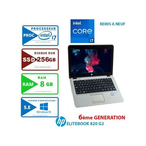 Hp PC Portable EliteBook 820 G3- i7 -6ème GEN-RAM 8Go-256 Go SSD - remis à neuf
 Fiche Technique et Prix au Maroc