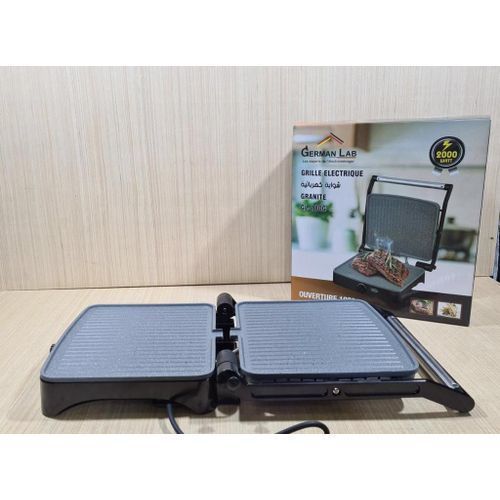 GERMAN LAB Panini Grille turbo Granite 2000W 180°Antiadhésive Barbecue sans huile ni beurre
 Fiche Technique et Prix au Maroc