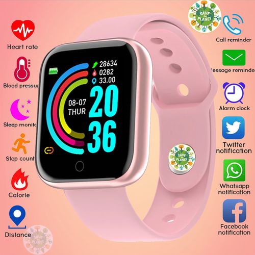 Rose Montre Connectée Femme Homme Bluetooth Montre connectée rose
 Fiche Technique et Prix au Maroc
