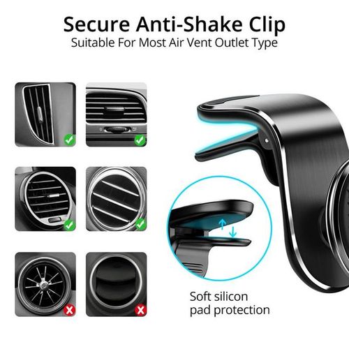 Car Phone Holder Mini Air Vent Magnet Mount Mobile Support Smartphone.
 Fiche Technique et Prix au Maroc