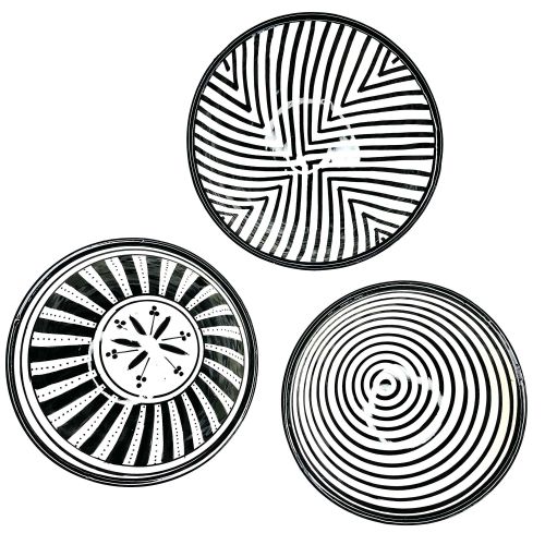3 saladiers artisanales de poterie décorés en noir/blanc
 Fiche Technique et Prix au Maroc