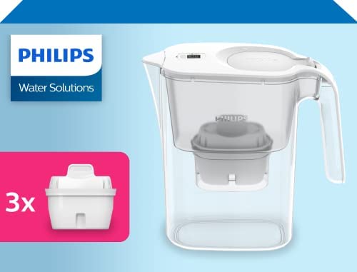 Philips AWP2936WHT-3/10 Carafe filtrante avec 3 filtres Micro X Clean, Réduit la calcaire, le chlore et les microplastiques et le PFOA, Eau filtrée avec grand goût et pureté 3 litres, Blanc Avis, Fiche Technique et Prix au Maroc