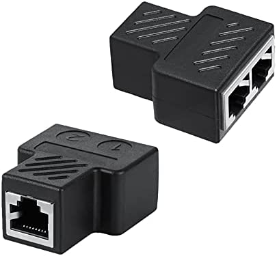 JeoPoom RJ45 Coupleur[2 Pièces], RJ45 Splitter Connecteurs Adaptateur 1 à 2 Ethernet Splitter Double Socket, Ethernet LAN Câble Extender, RJ45 1 Femelle à 2 Femelle(Noir) Avis, Fiche Technique et Prix au Maroc