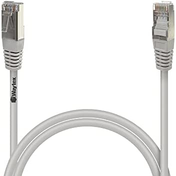 Waytex 32050 Câble Ethernet Réseau RJ45 Cat 5e FTP 100MHz Blindé couleur - Compatible PC, Routeur, Modem, Switch Consoles de jeux, TV, amplificateur réseau – 0,50m, Gris Avis, Fiche Technique et Prix au Maroc