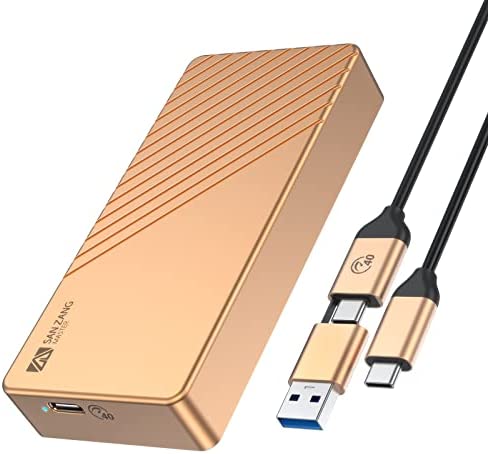 Boîtier M.2 NVMe Compatible avec Thunderbolt 3/4 USB 3.2/3.1/3.0/2.0 Type-C/A, SANZANG Adaptateur de boîtier SSD M.2 40 Gbps pour 2280 M-Key (B+M Key) NVMe SSD, jusqu'à 2700 Mo/s, Or Fiche Technique et Prix au Maroc