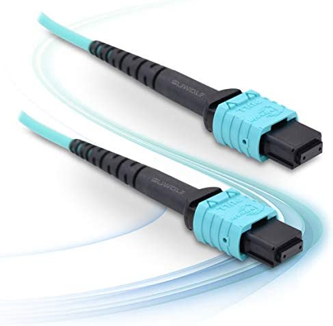 SUWOLF 5M / 16,5FT 12 Fibres Patch Cordon de Raccordement En Fiber Optique MPO - MPO (Femelle/Femelle) Polarité B OM3 LSZH Cavalier Fibre Optique MPO/Câbles Patch Cord Compatible Connecteur MTP Aqua Avis, Fiche Technique et Prix au Maroc