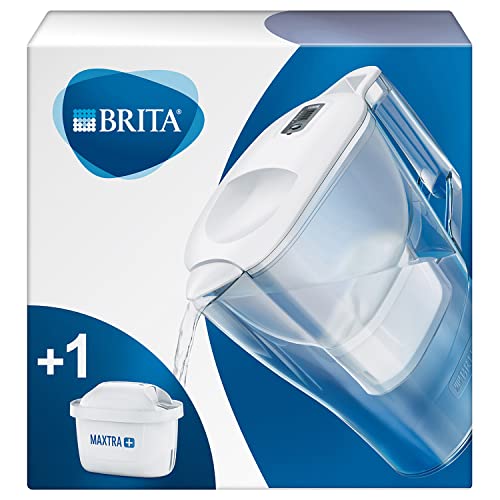 BRITA Carafe filtrante Aluna blanche + 1 filtre MAXTRA+, réduit le calcaire, le chlore et le plomb pour une eau du robinet plus pure, sans BPA. Avis, Fiche Technique et Prix au Maroc