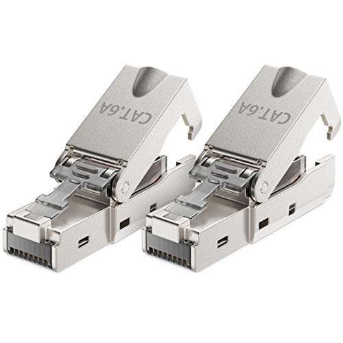 deleyCON 2x CAT 6a Prise Réseau RJ45 à Confectionner sans Outil avec Connexion LSA pour Câble d'Installation Rigide Câble LAN Blindé 10 Gbit/s CAT6a Boîtier Métallique Avis, Fiche Technique et Prix au Maroc