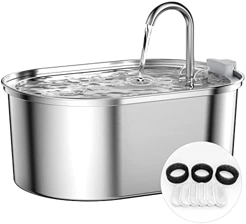 SOOFPET Fontaine a Eau Chat en Acier Inoxydable, 3,2L Fontaine à Eau pour Chat Automatique avec Pompe Silencieuse, Conception Passe au Lave-Vaisselle, avec 6 Filtres à Charbon + 3 Éponges Avis, Fiche Technique et Prix au Maroc
