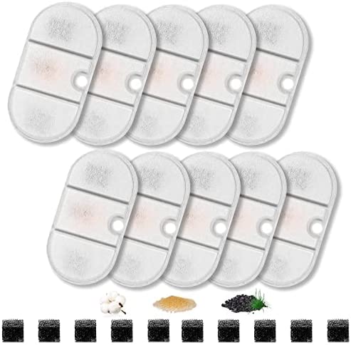 Hantoc 10 Sets Fontaine à Fleur Filtres pour Chat, Filtre à Charbon 10 pièces et Une éponge en Mousse 10 pièces pour Chat de 2.1L Fontaines à PLWF002 avec la résine et Charbon Actif Avis, Fiche Technique et Prix au Maroc