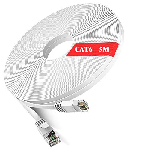 WISCENT Câble Ethernet Cat6, Long Cordon de Raccordement Internet Gigabit Lan RJ45 250Mhz Flat Design 1Gbps pour PC/Xbox/PS4/PS5/Modem/Routeur/Home Office (5m/16ft) Avis, Fiche Technique et Prix au Maroc