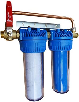 AQUAWATER - 104041 - Station filtre double avec cartouches de filtration et anticalcaire/ anticorrosion - Facilité de raccordement inégalée - Durée des cartouches : 24 mois gris - BY PASS BREVETE Avis, Fiche Technique et Prix au Maroc
