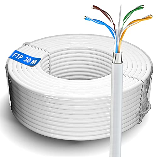 ikbc Cable Ethernet 30m Blindé Bobine Câble de Réseau | FTP 23AWG Blindé Gigabit Câble Réseau Haut Débit Anti-brouillage Résistant aux Intempéries | Cat 6, CCA, RJ45 Câble d'installation (30 Mètres) Avis, Fiche Technique et Prix au Maroc