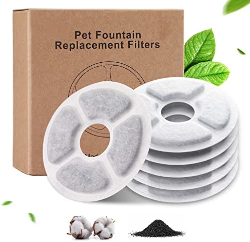 EECOO 6 Filtres Fontaine Eau Chat, Fontaine à Chat Filtre à Eau Filtre de Rechange, Charbon Actif Filtre de Replacement pour Fontaines de Chat Flower 2-2.5L, Diamètre 12.5CM Avis, Fiche Technique et Prix au Maroc