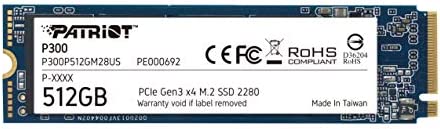 Patriot P300 M.2 PCIe Gen 3 x4 Disque Dur SSD Faible consommation 512 Go Fiche Technique et Prix au Maroc