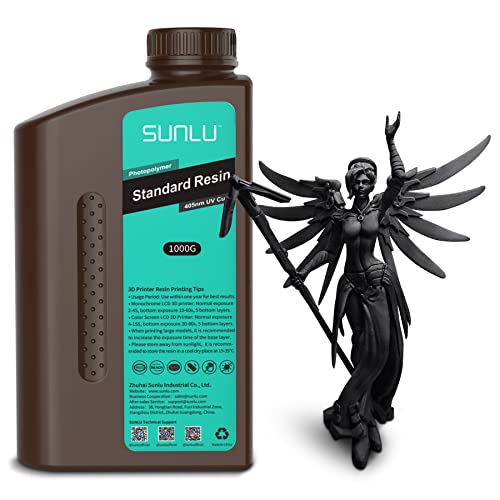 SUNLU Résine Standard d'impression 3D 1000g, Résine à Séchage Rapide UV 405nm, pour l'impression 3D 4K/8K LCD/DLP/SLA, Faible Rétraction et Haute Précision, 1KG Noir Fiche Technique et Prix au Maroc