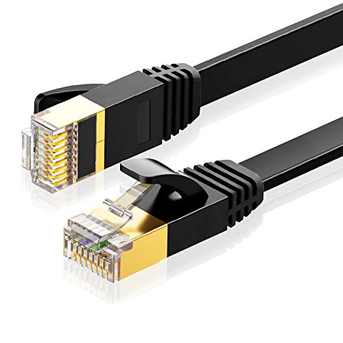 Amazon Brand - Eono Cat 8 Plat Câble Ethernet, CAT8 Câble Ethernet LAN RJ45 Réseau SFTP Vitesse 40Gbps 2000MHz Compatible avec PS5, Xbox, PC, TV, Routeur, Modem Switch (Black, 5M/16FT) Avis, Fiche Technique et Prix au Maroc