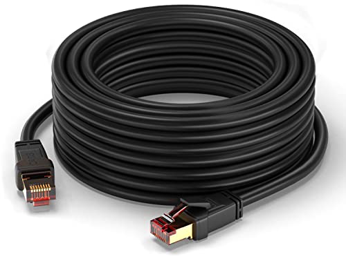 MutecPower 30m CAT 8 Câble Ethernet à l’extérieur étanche Haut débit 40Gbps 2000MHz POE Gigabit Direct Burial Patch Câble réseau S/FTP RJ45 Câble LAN en cuivre - Pour Internet, Routeur, Modem, TV, PC Avis, Fiche Technique et Prix au Maroc