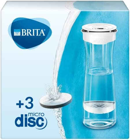BRITA Bouteille filtrante Blanc Graphite, réduit le chlore, le plomb et autres impuretés organiques pour une eau du robinet plus pure, sans BPA, 3 filtres MicroDisc inclus, One Size Avis, Fiche Technique et Prix au Maroc