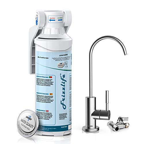Frizzlife Filtre à eau sous évier – Système de filtration d'eau potable certifié NSF/ANSI 53 et 42 – 0,5 micron, élimine le plomb, le chlore et les odeurs, réduit le fluorure, avec robinet dédié Avis, Fiche Technique et Prix au Maroc