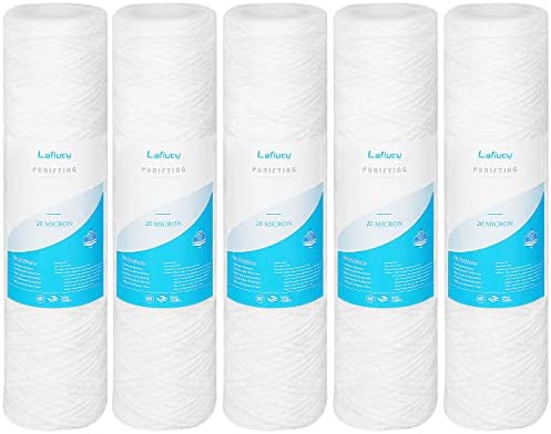 Lafiucy Cartouche de filtre à eau pour sédiments enroulés de 20 micron, paquet de 5, pour filtration de sédiments dans toute la maison de 10 pouces x 2,5 pouces Avis, Fiche Technique et Prix au Maroc