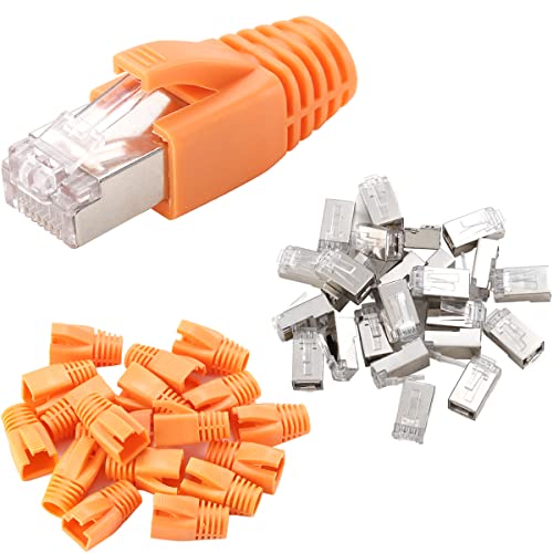 Greluma 25 Pcs CAT6 Connecteurs RJ45 Métalliques Blindés Prise Modulaire - Cat 6 FTP 8P8C Réseau RJ45 Câble Connecteur Ethernet à Sertir (Trou de Fil 1.2mm/0.047in) avec CAT6 Soulagement de Tension Avis, Fiche Technique et Prix au Maroc